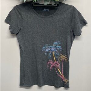 Columbia Short Sleeve T-Shirt Gray Graphic Palm Trees S